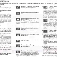 Tabela z ikonami i opisami kontrolek samochodowych Renault.