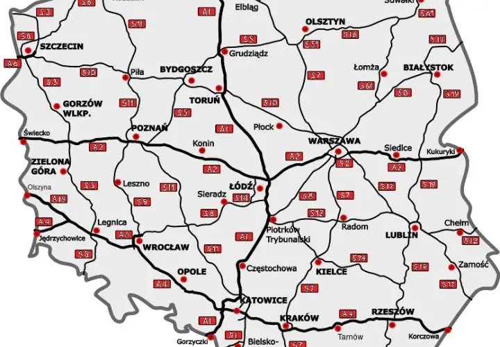Płatne odcinki A2 - Mapa bramek poboru opłat