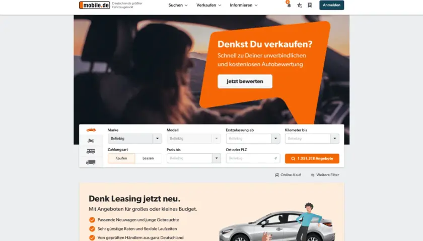 Strona główna portalu z ogłoszeniami motoryzacyjnymi z polami wyszukiwania samochodów.