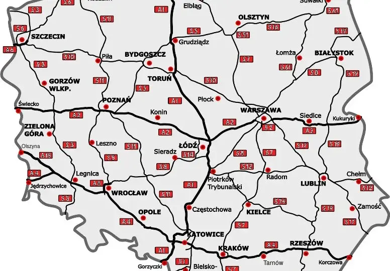 Płatne odcinki A2 - Mapa bramek poboru opłat